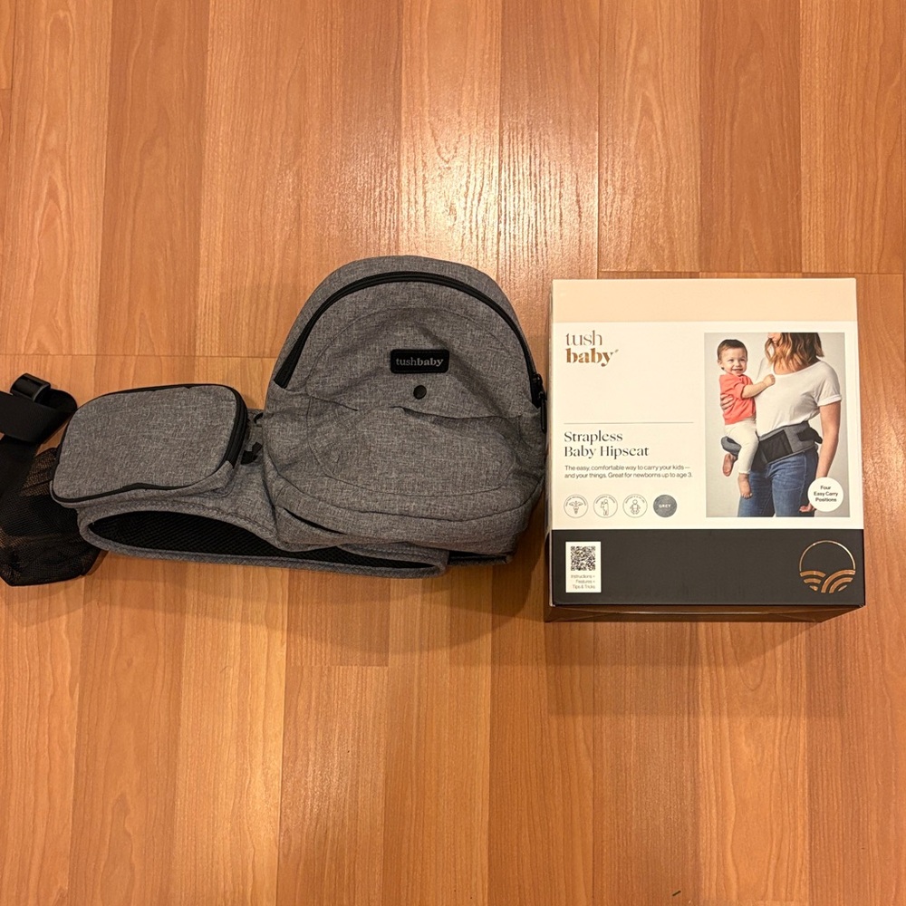 TushBaby Gray Strapless Baby Hipseat